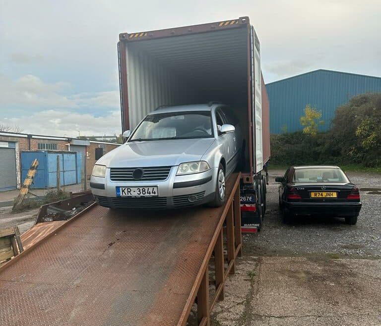Vehicle being loaded for shipping